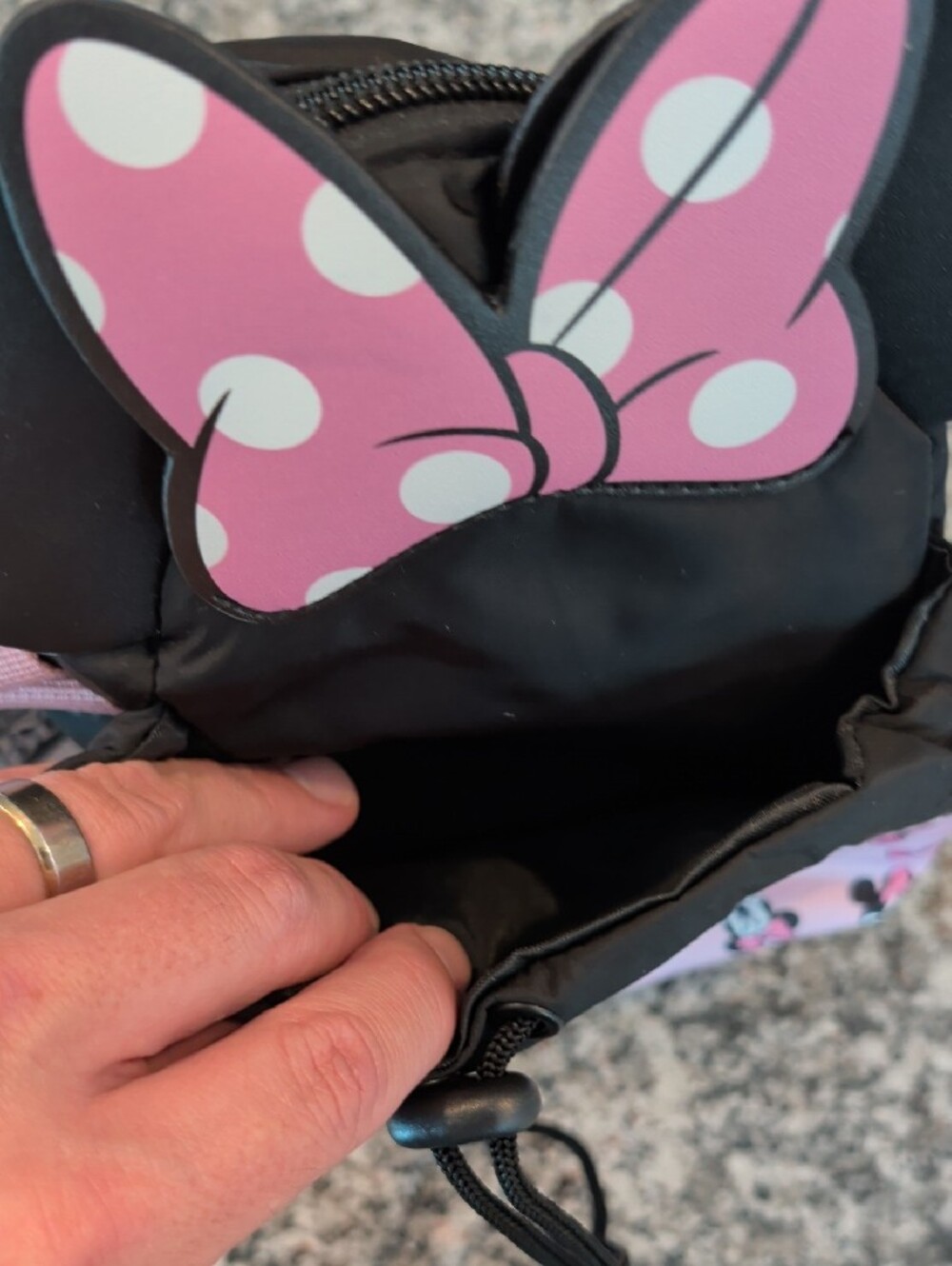 Disney Minnie Mouse Black and Pink Drawstring Accessory Pouch - Picture 4 of 6